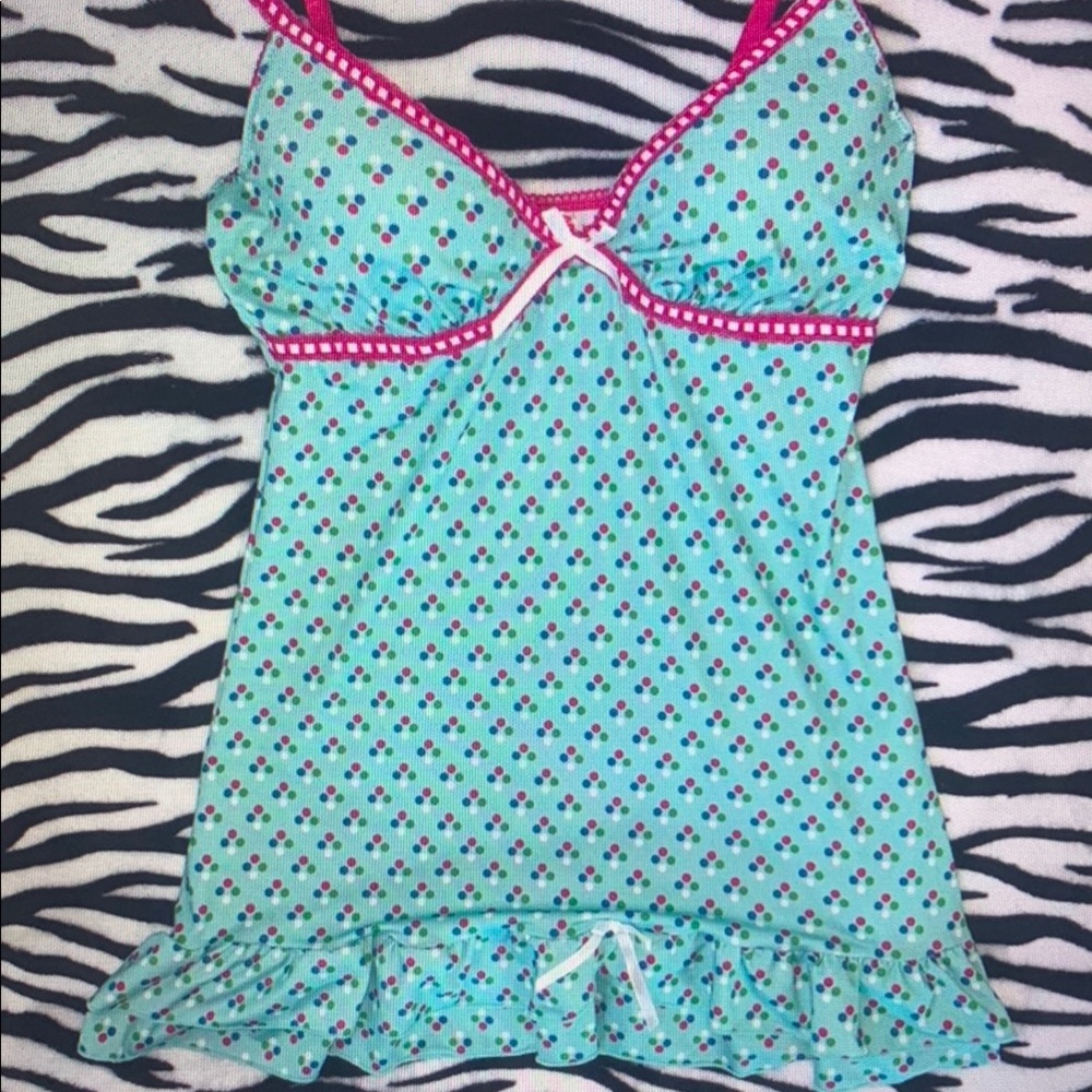 Aqua and Pink Polka Dot Women's Sleepwear